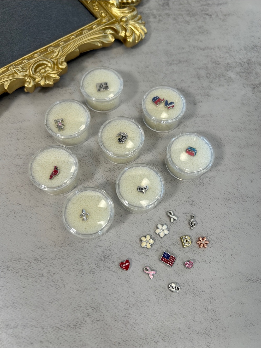 Bundle of Origami Owl Enamel Accent Charms in Pink, Red, White, Gold & Silver
